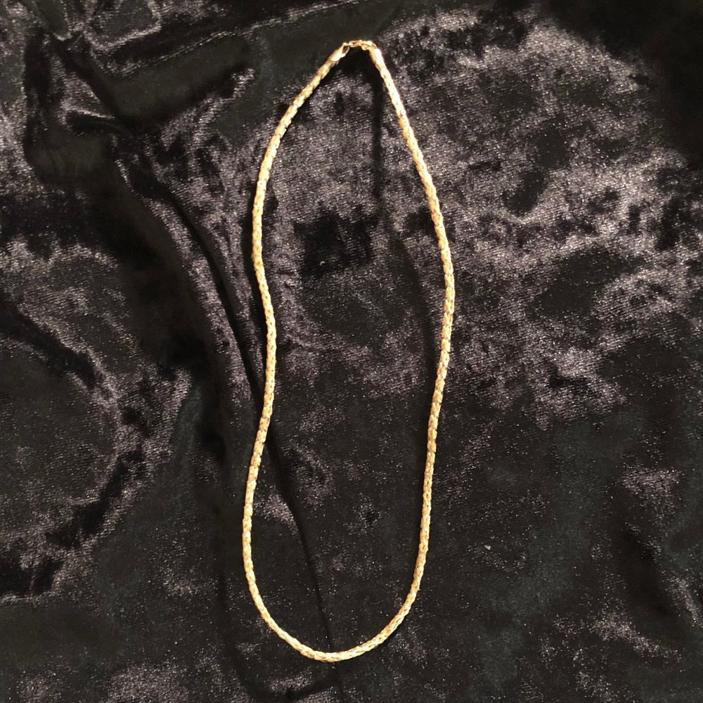 14K Two Tone Milor Italy Rope Weave Chain Necklace